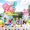 Summer Tropical Balloon Arch Garland Kit – Iridescent Star Balloons, Transparent Balloons, Teal, Pastel Pink, Orange, Yellow & Lime Green Balloons for Hawaiian Luau, Aloha Birthday & Pool Party Décor